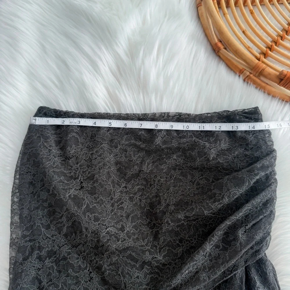Givenchy Lace Mini Short Skirt Gray Floral Pull On - Picture 7 of 8